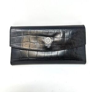 Unbranded Croc Embossed Leather Wallet Checkbook Black‎